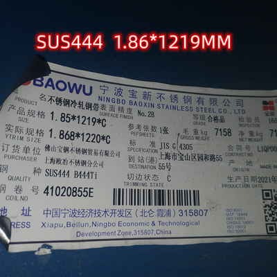 лист нержавеющей стали SS444 0.8mm ранг SUS444 ASTM444 21