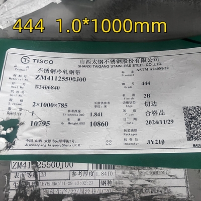 SUS444 2B S44400 EN1.4376 AISI 444 Лист из нержавеющей стали 1,0* 1000 мм ширина 1219 мм