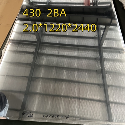 SUS430 2BA Холоднокатаный лист из нержавеющей стали 8K Зеркальная поверхность с ПВХ пленкой 1.2*1250*2500 мм